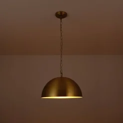 Luxe Oversized Brushed Brass Iron Large Dome Pendant Light