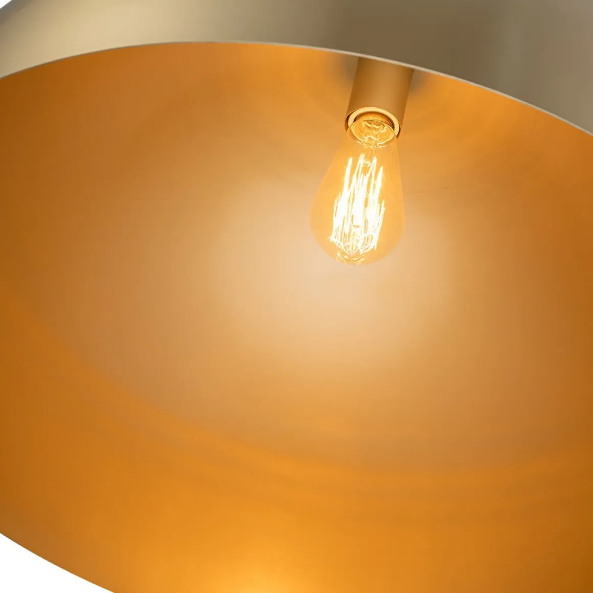 Luxe Oversized Brushed Brass Iron Large Dome Pendant Light