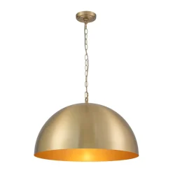 Luxe Oversized Brushed Brass Iron Large Dome Pendant Light