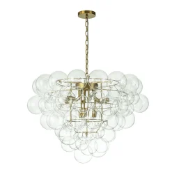 Luxury Brass Cluster Clear Glass Globe Bubble Chandelier