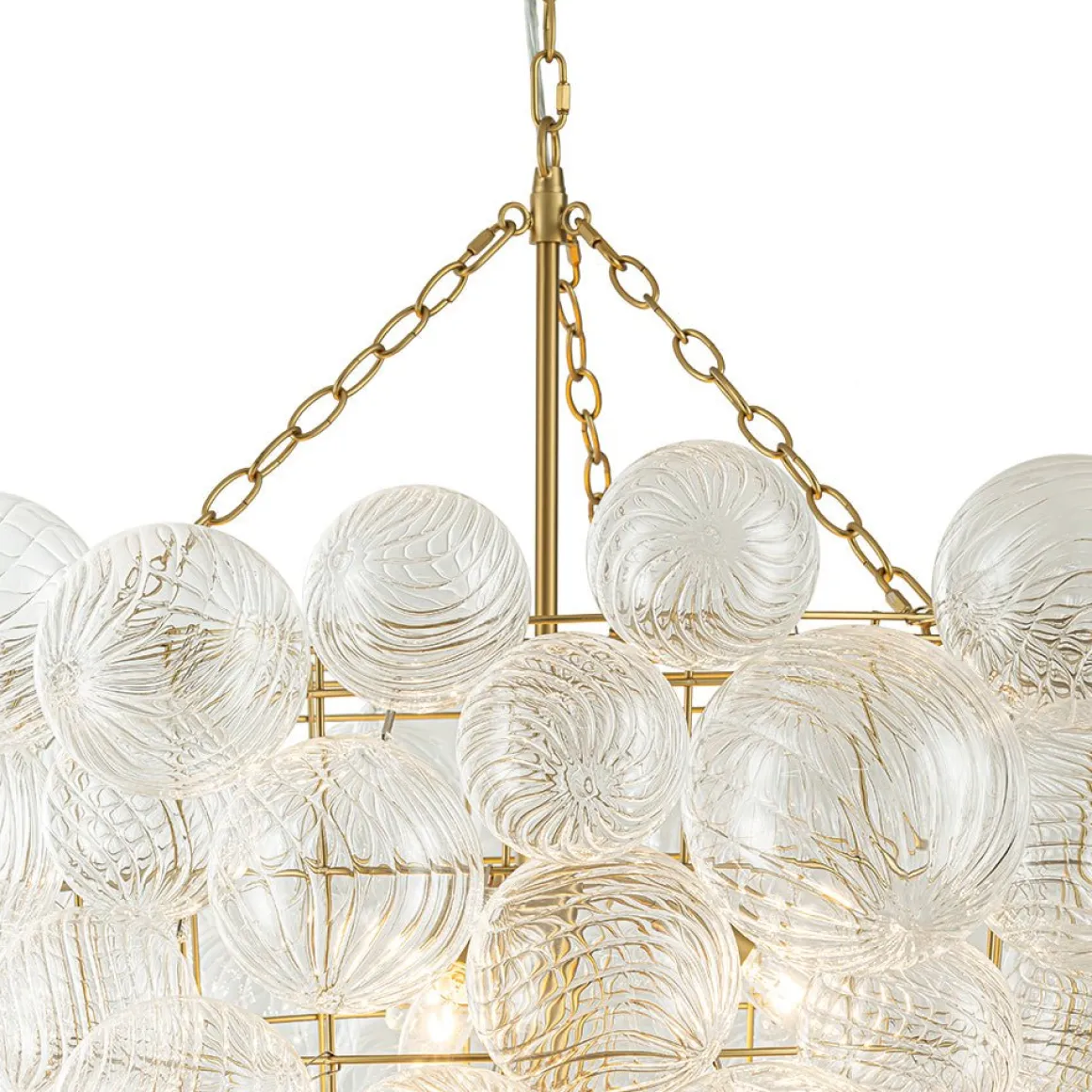 Luxury Cascade Cluster Ribbed Glass Bubble Entry Chandelier