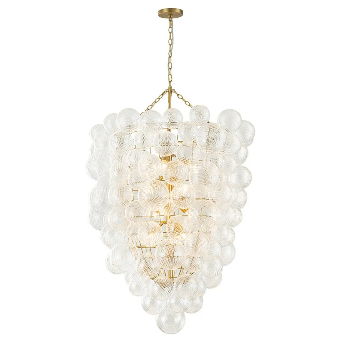 Luxury Cascade Cluster Ribbed Glass Bubble Entry Chandelier