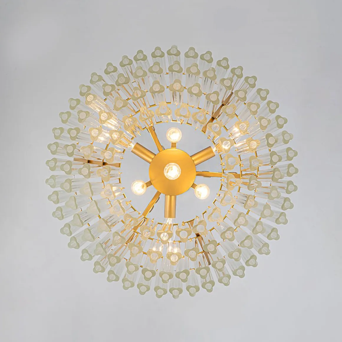 Luxury Cluster Glass Textured Tube Round Tiered Chandelier