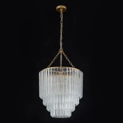 Luxury Cluster Glass Textured Tube Round Tiered Chandelier
