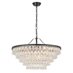 Luxury Glam Tiered Crystal Raindrop Round Chandelier