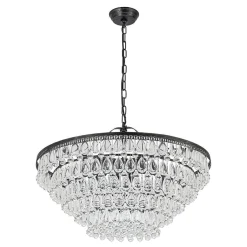 Luxury Glam Tiered Crystal Raindrop Round Chandelier