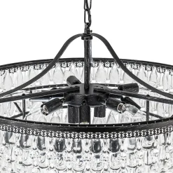 Luxury Glam Tiered Crystal Raindrop Round Chandelier