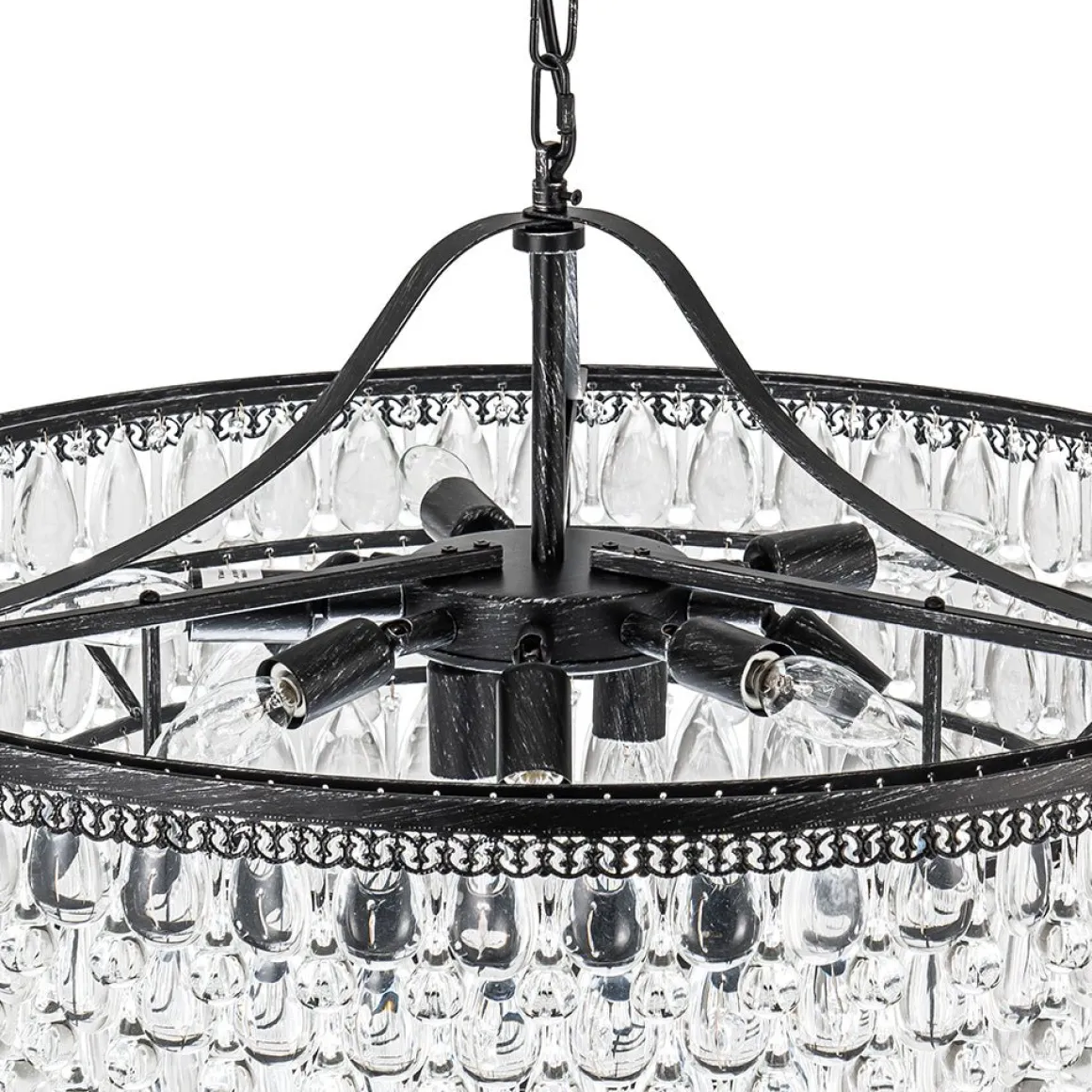 Luxury Glam Tiered Crystal Raindrop Round Chandelier