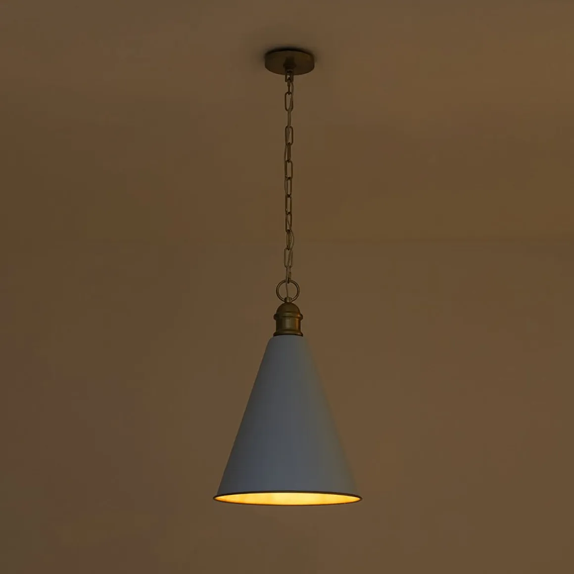 Macaron Brass Baby Blue 1-Light Iron Conical Kitchen Pendant