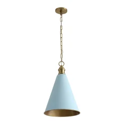 Macaron Brass Baby Blue 1-Light Iron Conical Kitchen Pendant