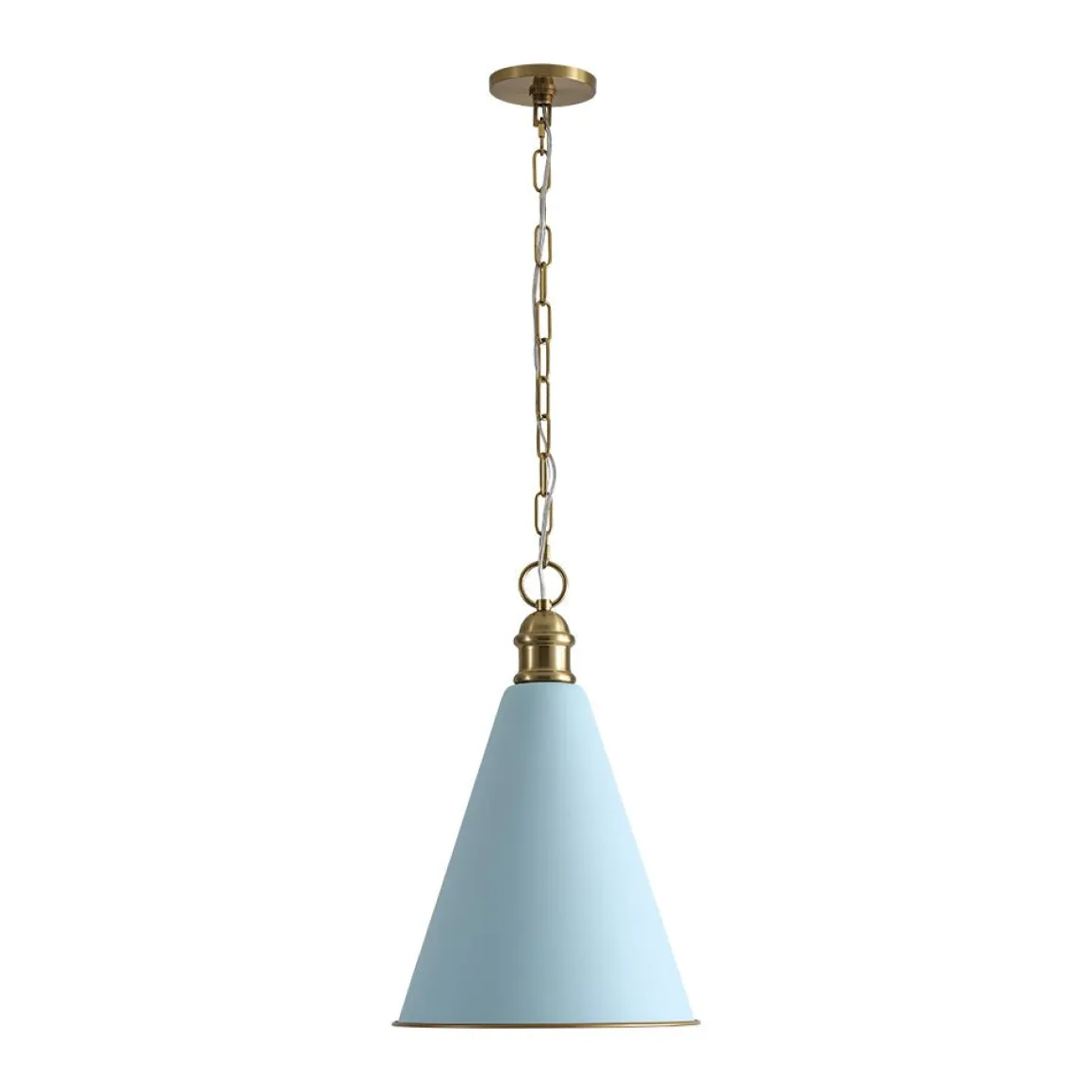 Macaron Brass Baby Blue 1-Light Iron Conical Kitchen Pendant