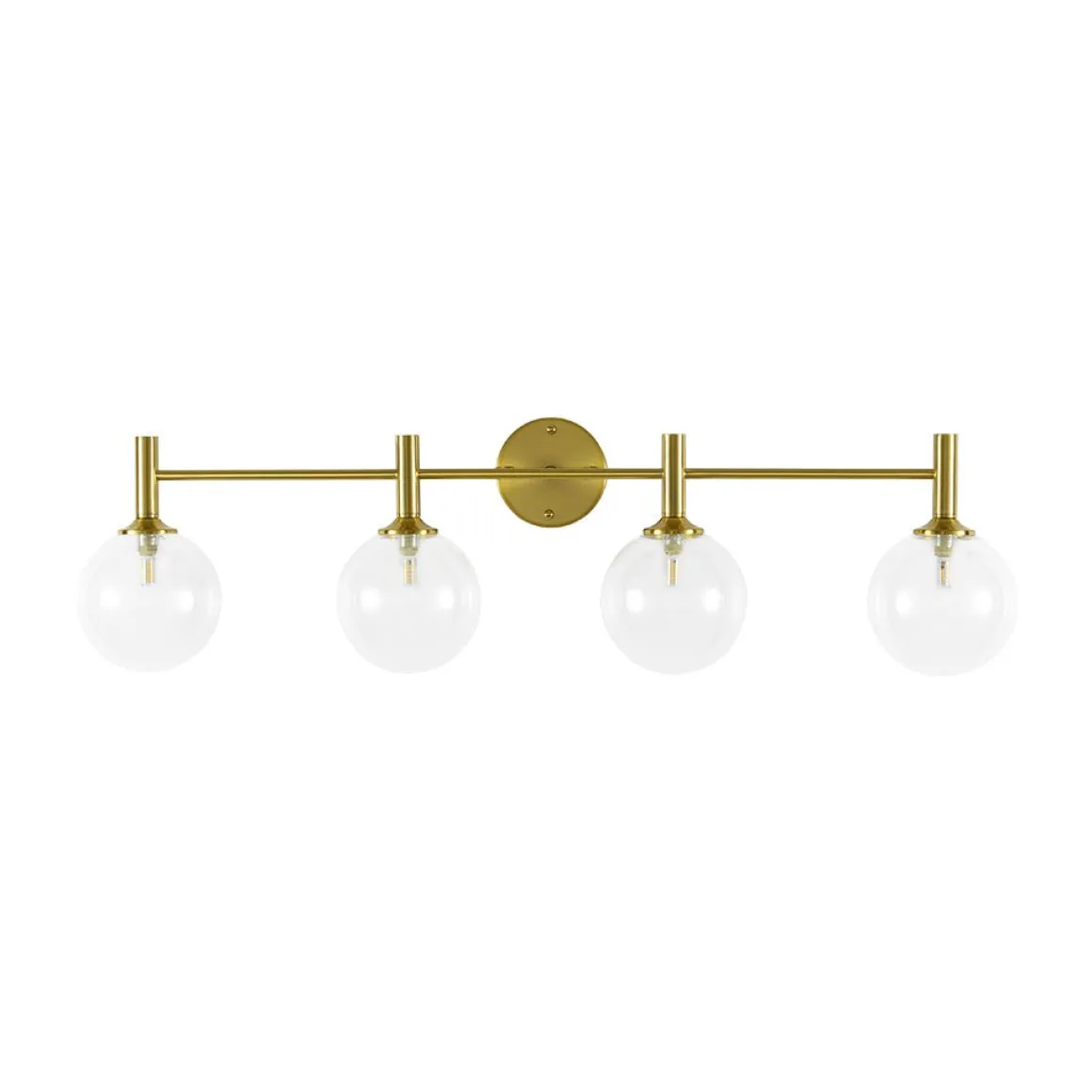 Mid-Century Brass 4-Light Glass Globe Vanity Sconce