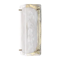 Mid-Century Brass White Glazed Glass Linear Wall Sconce