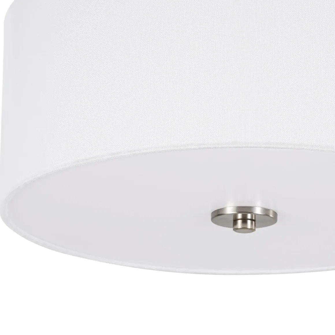 Mid-Century Brass Wide Linen Drum Semi Flush Mount