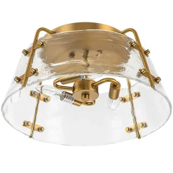 Mid-Century Clear Textured Glass Drum Flush Mount Light