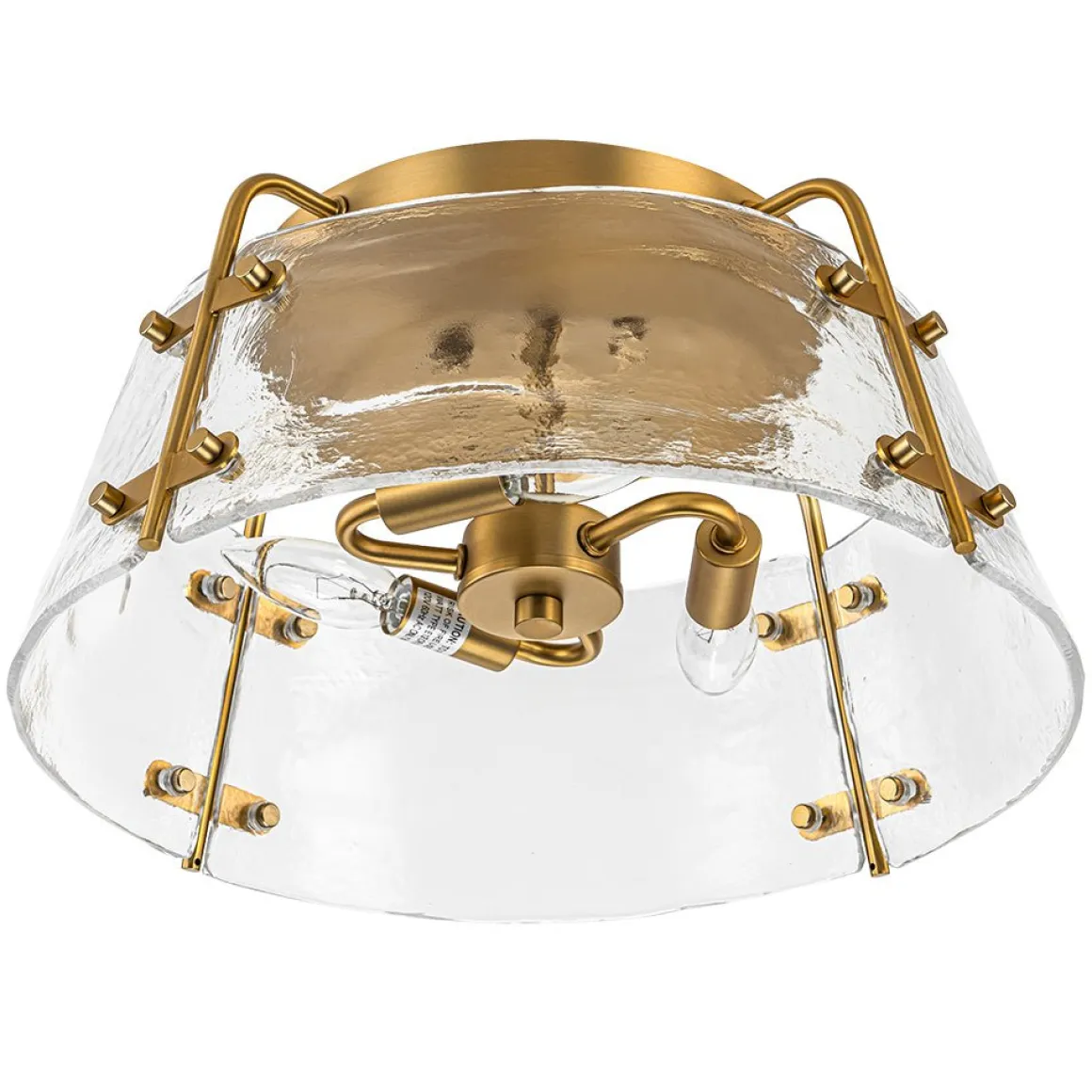 Mid-Century Clear Textured Glass Drum Flush Mount Light