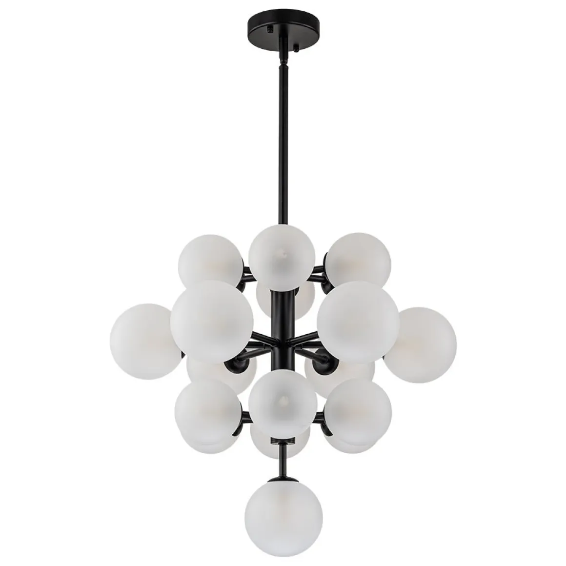 Mid-Century Frosted Glass Bubble Tiered Sputnik Chandelier