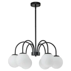 Mid-Century Frosted Glass Globe Bubble Round Chandelier