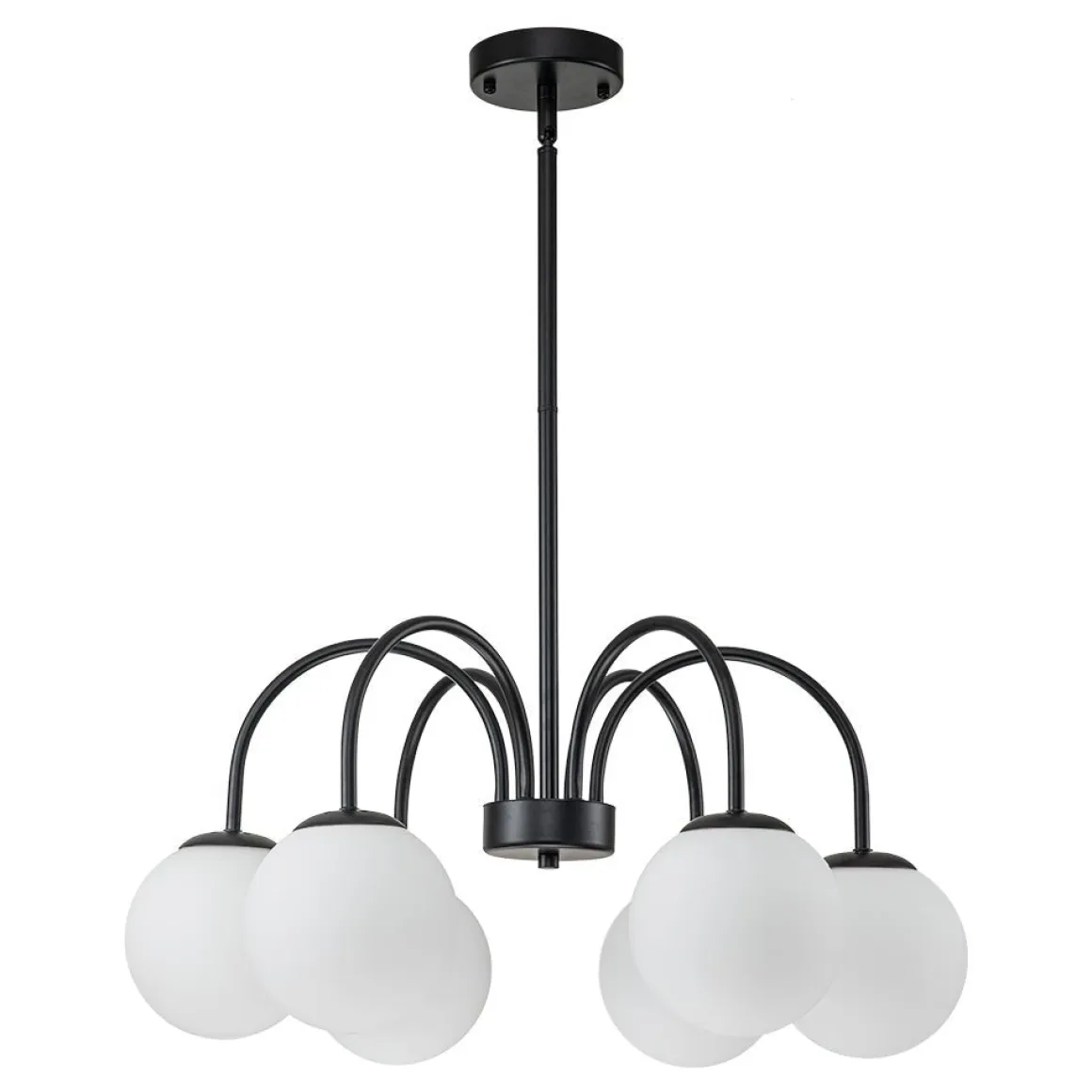 Mid-Century Frosted Glass Globe Bubble Round Chandelier