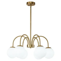 Mid-Century Frosted Glass Globe Bubble Round Chandelier