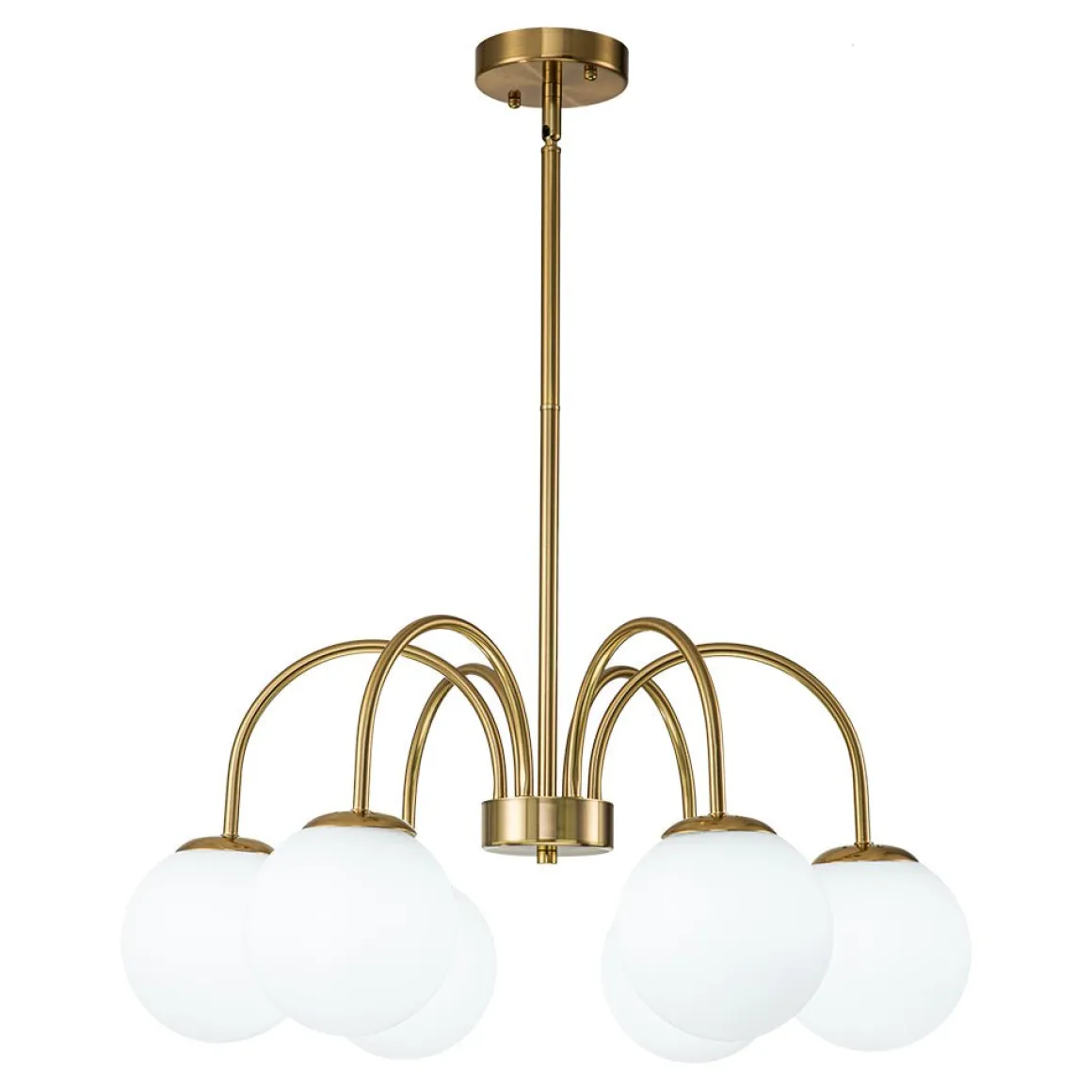 Mid-Century Frosted Glass Globe Bubble Round Chandelier