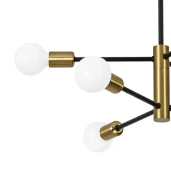 Mid-century 6-Light Black Brass Tiered Sputnik Chandelier