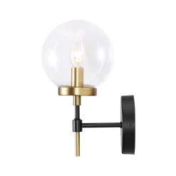 Mid-Century 1-Light Clear Glass Globe Vanity Wall Sconce
