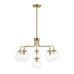 Mid-Century 6-Light Glass Bubble Sputnik Semi Flush Chandelier