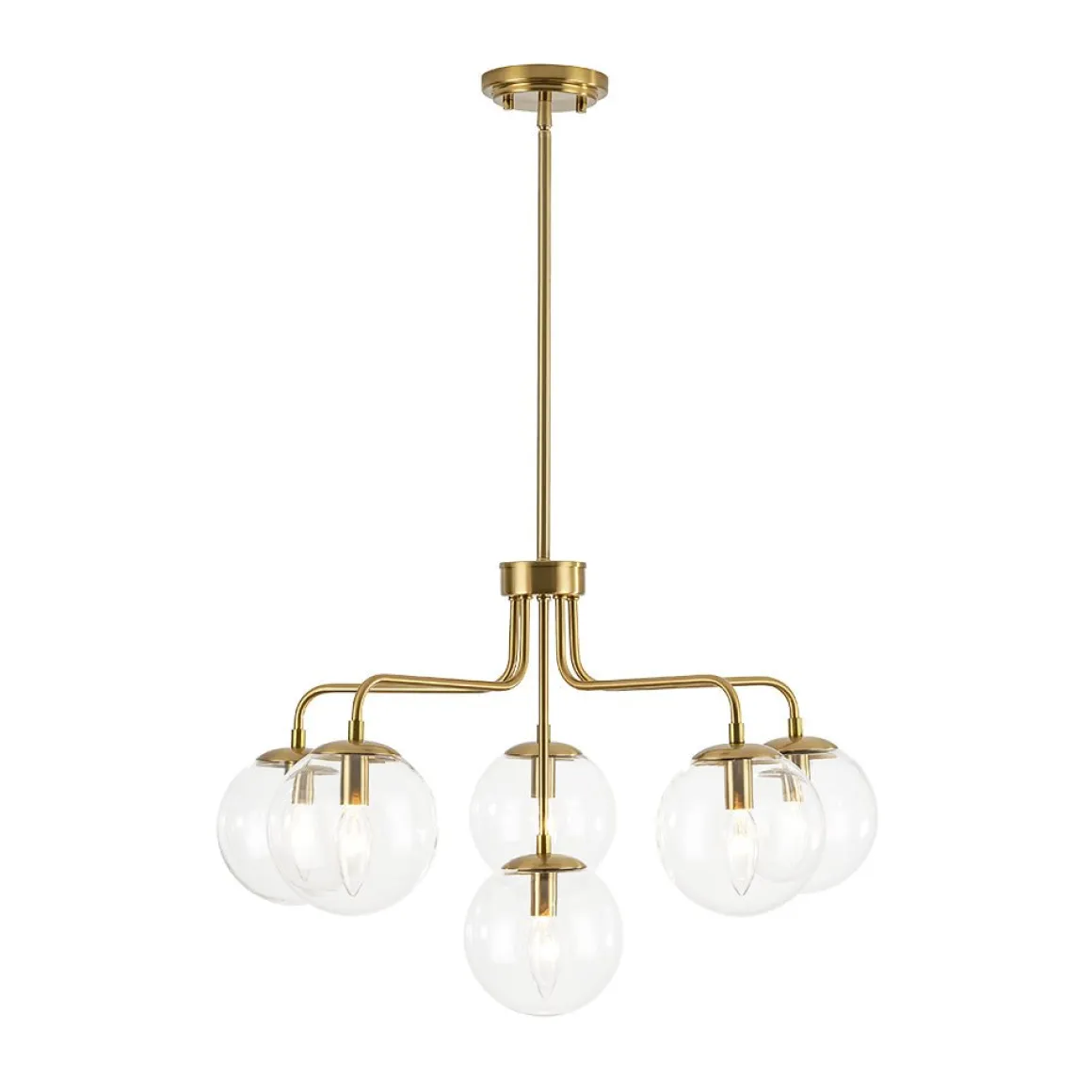 Mid-Century 6-Light Glass Bubble Sputnik Semi Flush Chandelier