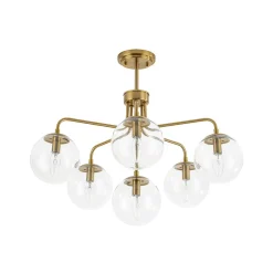 Mid-Century 6-Light Glass Bubble Sputnik Semi Flush Chandelier