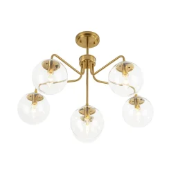 Mid-Century 6-Light Glass Bubble Sputnik Semi Flush Chandelier