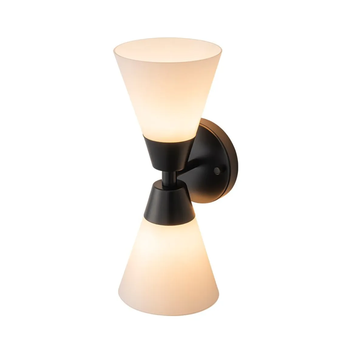 Mid-Century 2-Light Up Down Opal Glass Cone Wall Sconce