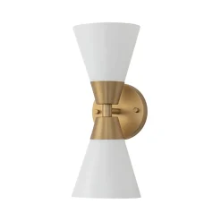 Mid-Century 2-Light Up Down Opal Glass Cone Wall Sconce