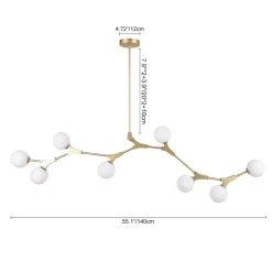 Mid-century Linear Island Branching Bubble Chandelier