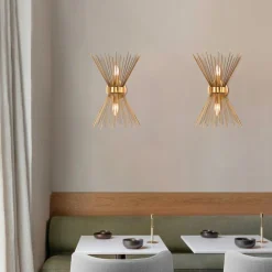 Mid-century Modern Starburst Brass Wall Sconce