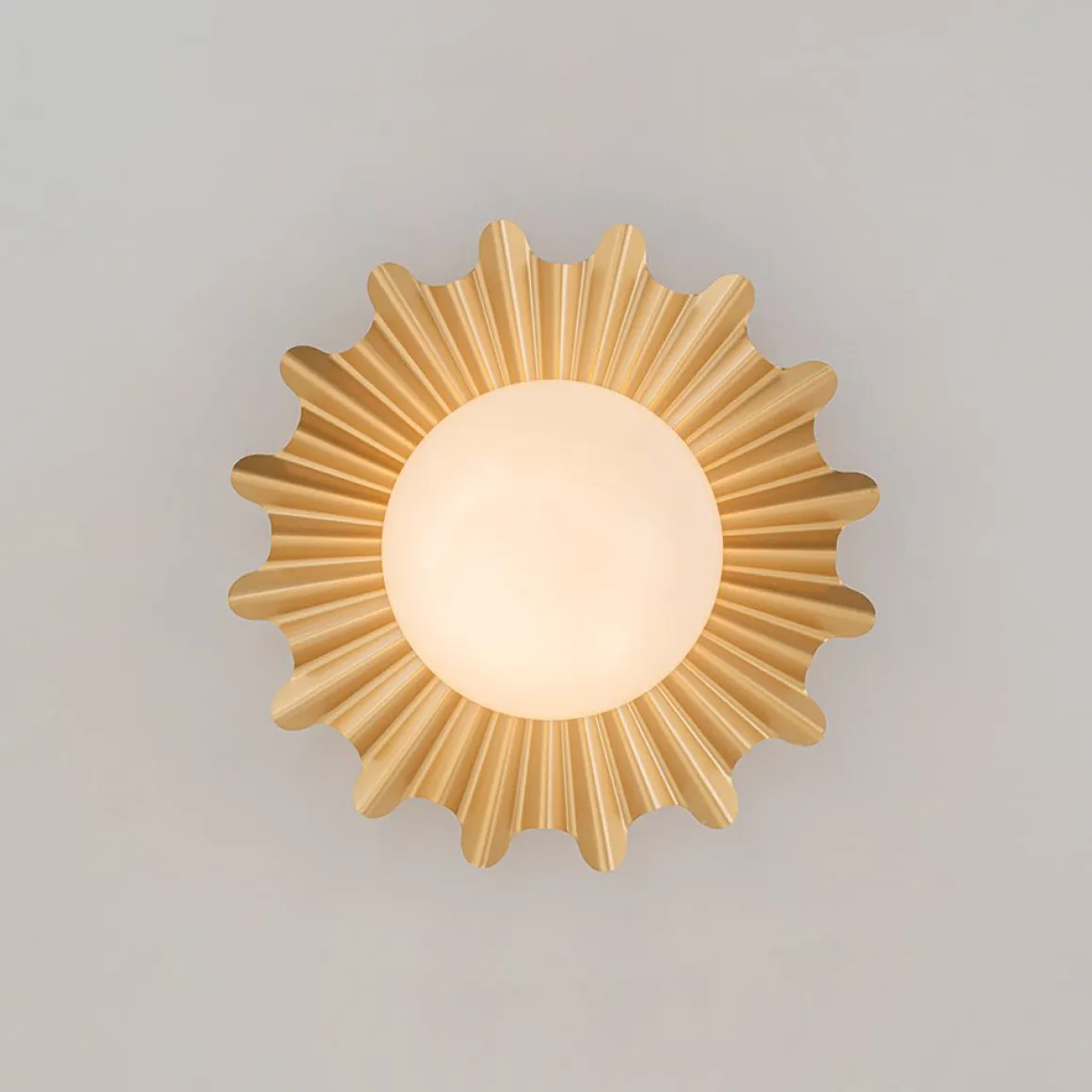 Mid-Century Sunburst 1-Light Opal Glass Globe Ceiling Light