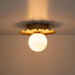 Mid-Century Sunburst 1-Light Opal Glass Globe Ceiling Light