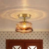 Mini 1-Light Amber Swirl Glass Shade Semi Flush Mount