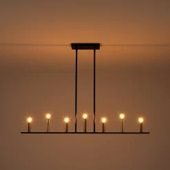Minimalist Black Brass Candle Style Linear Island Chandelier