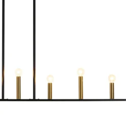 Minimalist Black Brass Candle Style Linear Island Chandelier