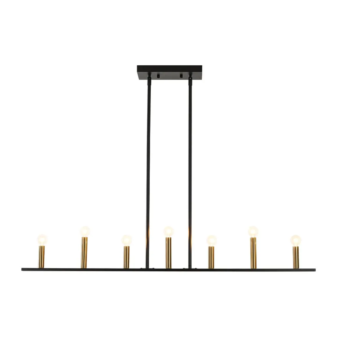 Minimalist Black Brass Candle Style Linear Island Chandelier
