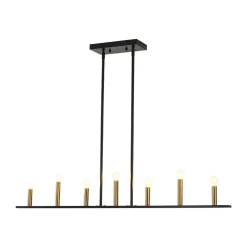 Minimalist Black Brass Candle Style Linear Island Chandelier