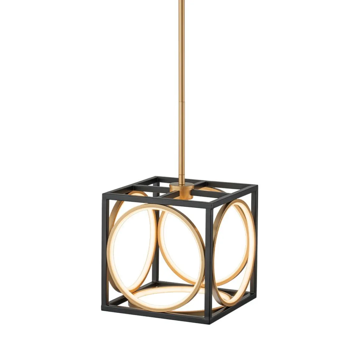 Minimalist Dimmable LED Black Gold Square Kitchen Pendant