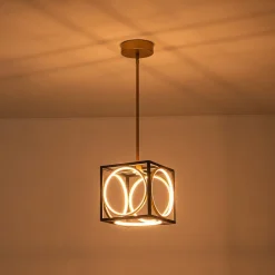 Minimalist Dimmable LED Black Gold Square Kitchen Pendant