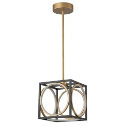 Minimalist Dimmable LED Black Gold Square Kitchen Pendant