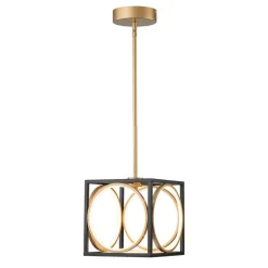 Minimalist Dimmable LED Black Gold Square Kitchen Pendant