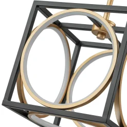 Minimalist Dimmable LED Black Gold Square Kitchen Pendant