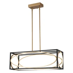 Minimalist Dimmable LED Black Gold Square Kitchen Pendant