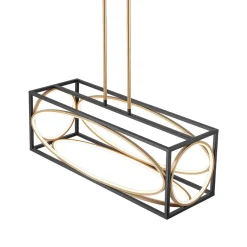 Minimalist Dimmable LED Black Gold Square Kitchen Pendant