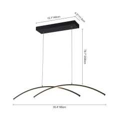 Minimalist Dimmable LED Black Arched Island Chandelier